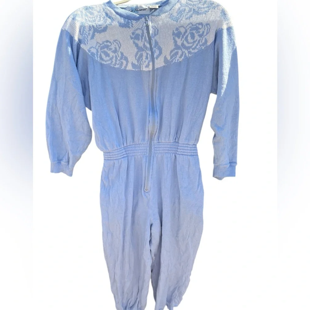 Liz Thomas Vintage 1980s Chic Blue Lace Detail Jumpsuit - Picture 3 of 8
